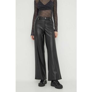 Karl Lagerfeld Jeans pantaloni femei, culoarea negru, lat, medium waist imagine