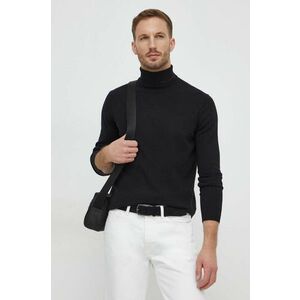 Karl Lagerfeld pulover de lana barbati, culoarea negru, light, cu guler imagine