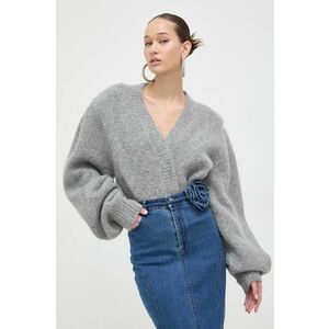 Rotate pulover de lana femei, culoarea gri, călduros imagine