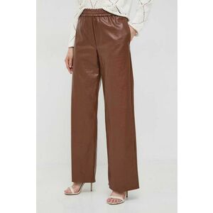 Weekend Max Mara pantaloni femei, culoarea maro, drept, high waist imagine