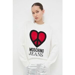 Moschino Jeans pulover de bumbac culoarea bej, light imagine