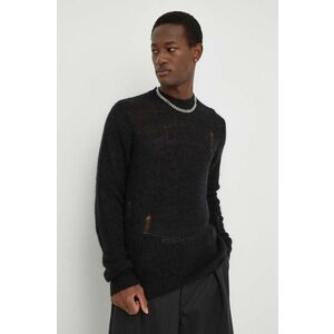 Won Hundred pulover de lână bărbați, culoarea negru, light 2704-11081 imagine