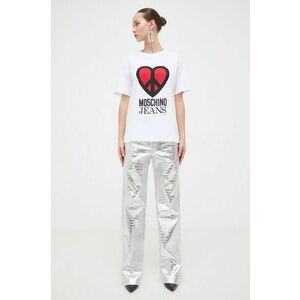 Moschino Jeans tricou din bumbac femei, culoarea alb imagine