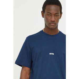 MSGM tricou din bumbac bărbați, culoarea bleumarin, cu imprimeu 3640MM500.247002 imagine