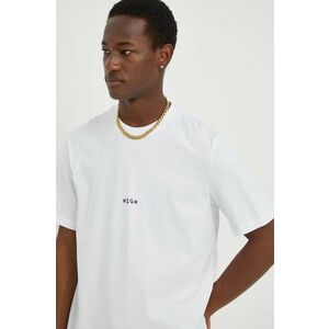 MSGM tricou din bumbac barbati, culoarea alb, cu imprimeu imagine
