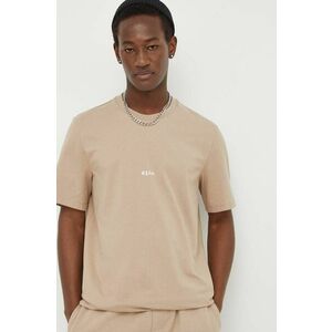 MSGM tricou din bumbac bărbați, culoarea bej, cu imprimeu 3640MM550.247002 imagine