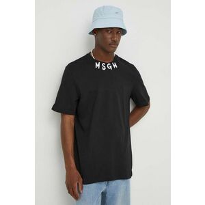 MSGM tricou din bumbac barbati, culoarea negru, cu imprimeu imagine