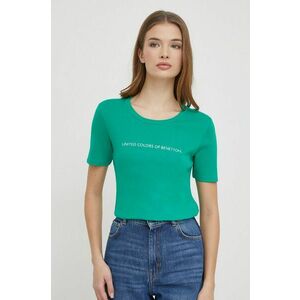 United Colors of Benetton tricou din bumbac femei, culoarea verde imagine