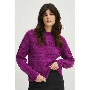 Medicine pulover din amestec de lana femei, culoarea roz, călduros imagine