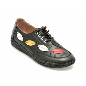 Pantofi casual OZIYS negri, 22110, din piele naturala imagine