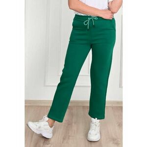 Pantaloni Dama Marimi Mari Sport Bumbac Vatuit Verde Drepti cu Buzunare imagine