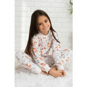 Pijama din bumbac alb cu girafa imagine