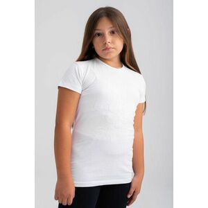Tricou alb cu maneca scurta si imprimeu floare pentru fete imagine