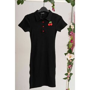 Rochie dama neagra tip tricou cu imprimeu cirese mm imagine