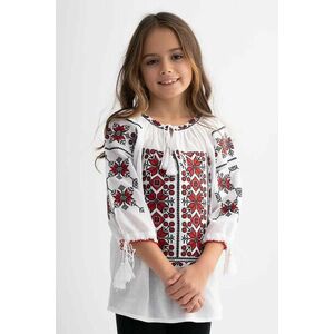 Bluza Fete Traditionala din Bumbac Alb cu model traditional imagine