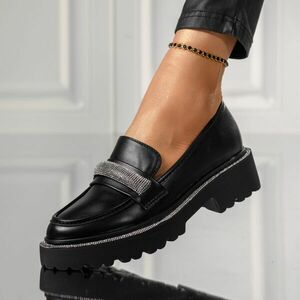 Pantofi casual dama negri din piele ecologica Oana #18143 imagine