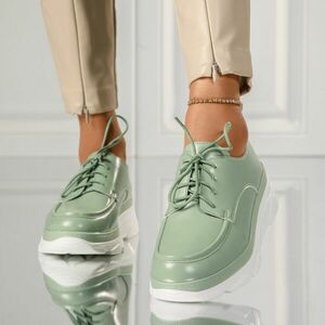 Pantofi casual dama verzi din piele ecologica Iris #18266 imagine