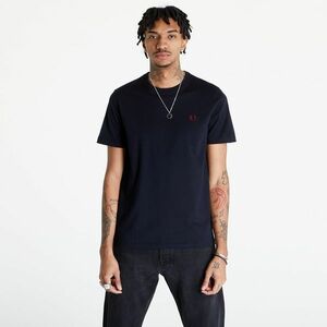 FRED PERRY Crew Neck T-Shirt Navy/ Burnt Red imagine