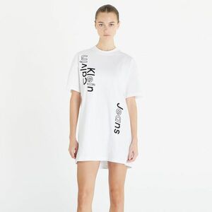 Calvin Klein Jeans Multi Placement Logo Tee Dress Bright White imagine