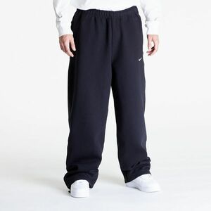 Nike Solo Swoosh Men's Open-Hem Brushed-Back Fleece Pants Black/ White imagine