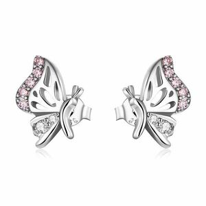 Cercei din argint Pink Crystal Butterflies imagine