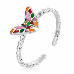 Inel reglabil din argint Open Colorful Butterfly imagine