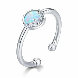 Inel reglabil din argint Opal Cat Ring imagine