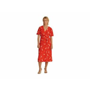 Imbracaminte Femei LAUREN Ralph Lauren Floral Crinkled Georgette Dress OrangeCreamTan imagine