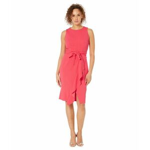 Imbracaminte Femei Donna Morgan Midi Sleeveless Dress with Waterfall Skirt and Belt Teaberry imagine