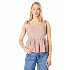 Imbracaminte Femei Madewell Rosalie Tie-Strap Top in Textured Gingham Faded Mauve imagine