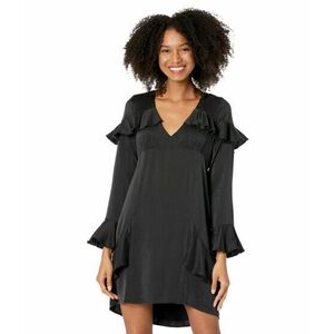 Imbracaminte Femei Chaser Long Sleeve V-Neck Ruffle Mini Dress True Black imagine