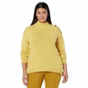 Imbracaminte Femei Elliott Lauren Need For Tweed Mock Neck Sweater with Button Detail On Shoulder Olive Oil imagine