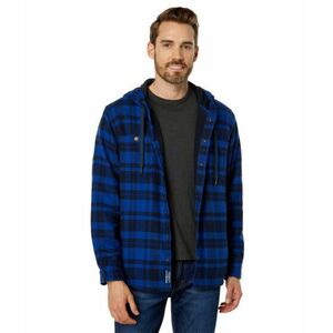 Imbracaminte Barbati LLBEAN Fleece Lined Flannel Hooded Snap Front Shirt Slightly Fitted IndigoInk imagine