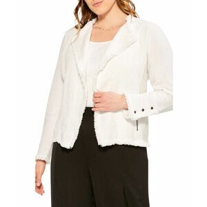 Imbracaminte Femei NICZOE Plus Size Fringe Mix Jacket Paper White imagine