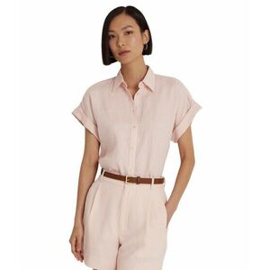 Imbracaminte Femei LAUREN Ralph Lauren Striped Linen Dolman-Sleeve Shirt Pale Pink imagine