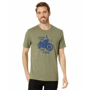 Imbracaminte Barbati Life is Good Good Day For A Ride Motorcycle Short Sleeve Crusher-Litetrade Tee Moss Green imagine