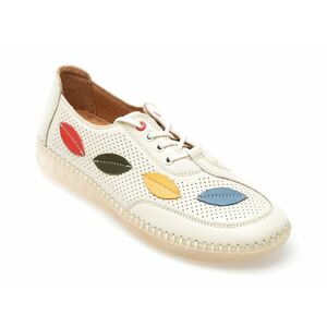Pantofi OZIYS albi, 22110, din piele naturala imagine