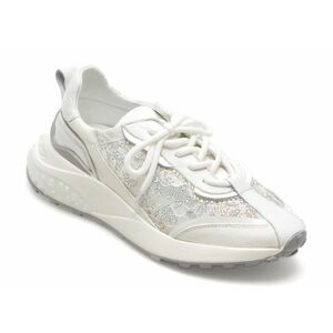 Pantofi PESETTO albi, 294176, din piele ecologica imagine