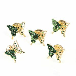 Set 5 brose martisor fluture cu pietre verzi imagine