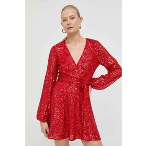 Bardot rochie culoarea rosu, mini, evazati imagine