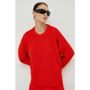 Gestuz pulover de lana femei, culoarea rosu imagine