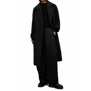 AllSaints palton WO016Z MABEL COAT femei, culoarea negru, de tranzitie, cu doua randuri de nasturi imagine