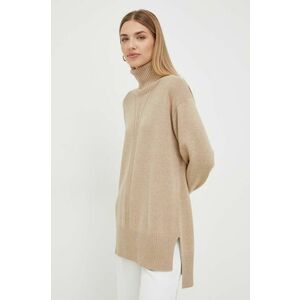 Trussardi pulover din amestec de lana femei, culoarea bej, light, cu guler imagine