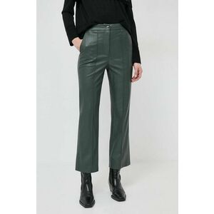 Max Mara Leisure pantaloni femei, culoarea verde, mulată, high waist 2416780000000 imagine