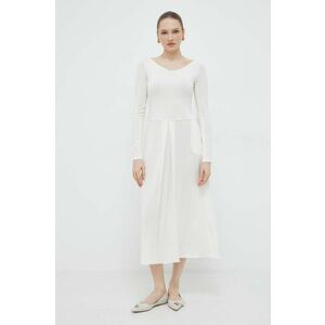 Max Mara Leisure rochie culoarea alb, midi, evazați 2416620000000 imagine
