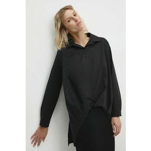 Answear Lab bluza femei, culoarea negru, cu guler clasic, relaxed imagine
