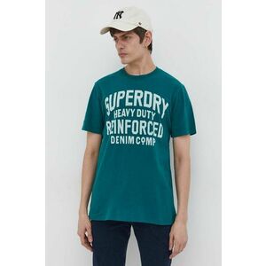 Superdry tricou barbati, culoarea verde, cu imprimeu imagine