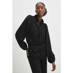 Answear Lab camasa femei, culoarea negru, cu guler stand-up, regular imagine