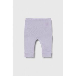 United Colors of Benetton pantaloni din bumbac pentru bebeluși culoarea roz, neted imagine