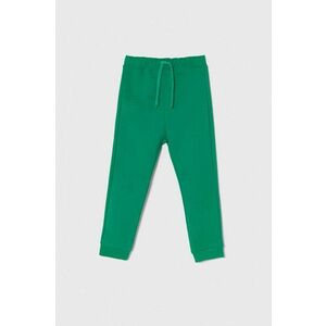 United Colors of Benetton pantaloni de trening din bumbac pentru copii culoarea verde, neted imagine